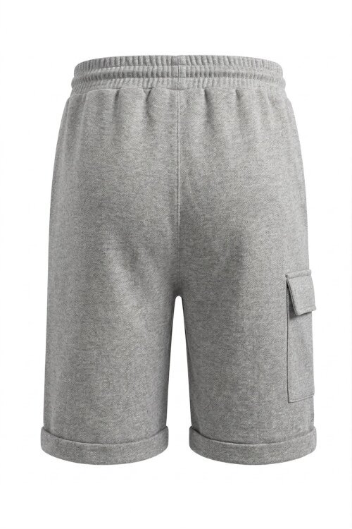 Gri Tek Kargo Cepli Erkek Çocuk Düz Şort 18808