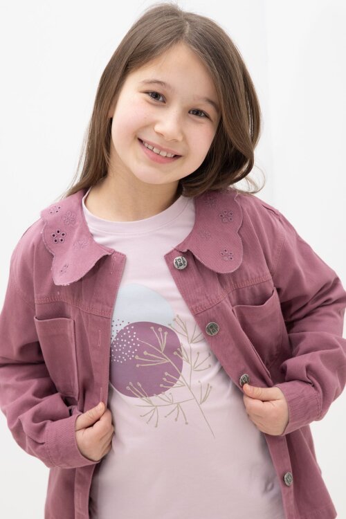 Gül Kurusu Çiçek Yaka Detaylı Ceketli Kız Çocuk Pantolonlu 3lü Takım 23633