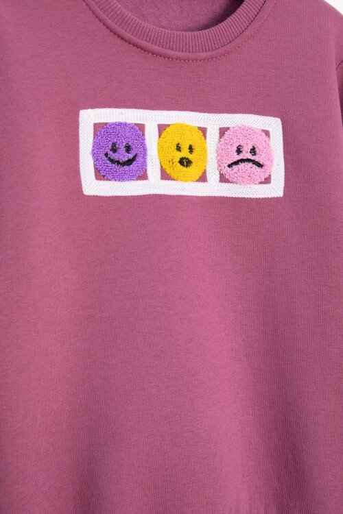 Gül Kurusu Gülenyüz Nakışlı Şardonlu Kız Çocuk Eşofman Takımı 23359