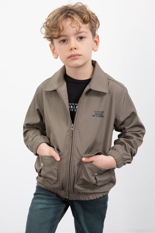 Haki Çıtçıt Cepli Ceketli Jean Pantolonlu Erkek Çocuk 3lü Takım 23385