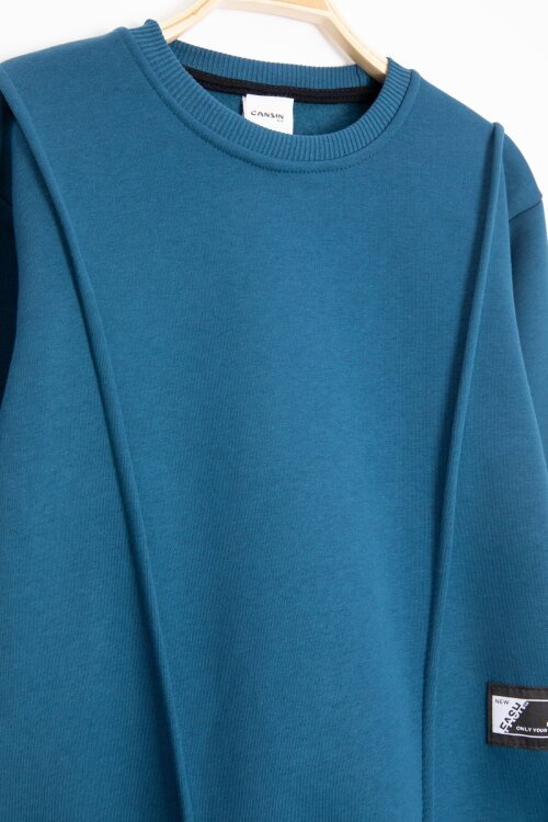 İndigo Erkek Çocuk Arma Detaylı Şardonlu Eşofman Takımı 23344