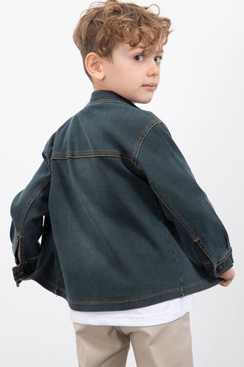 İndigo Fermuarlı Jean Ceketli Erkek Çocuk Pantolonlu 3lü Takım 23390