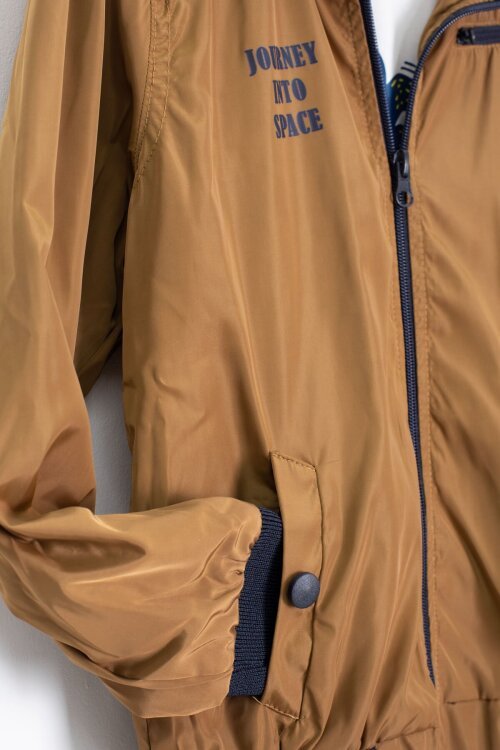 Kahve Palmiye Baskılı Tişörtlü Erkek Çocuk Ceketli 3lü Takım 18836