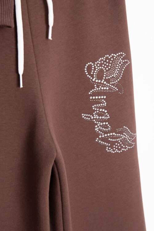 Kahverengi Kanatlı Angel Yazılı Kız Çocuk Şardonlu Eşofman Takımı 23346