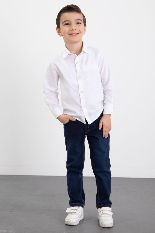 Kahverengi Şişme Yelekli Gömlekli Erkek Çocuk 3lü Pantolonlu Takım 23473