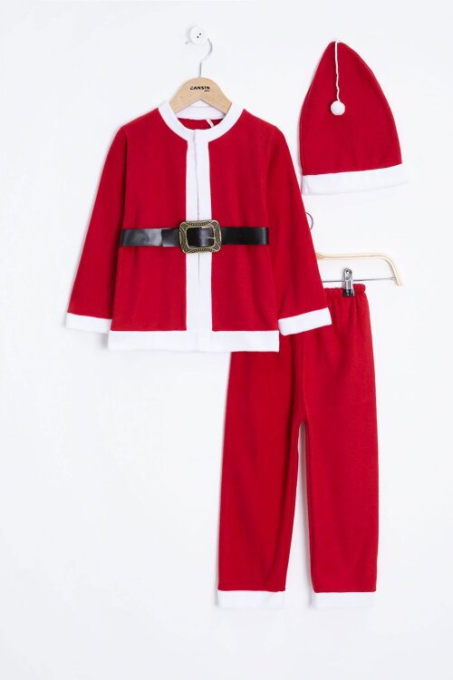 Kırmızı Erkek Çocuk Kemerli Şapkalı Yılbaşı Temalı Takım  23325