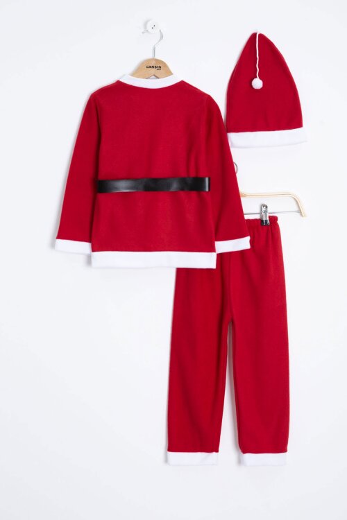 Kırmızı Erkek Çocuk Kemerli Şapkalı Yılbaşı Temalı Takım  23325