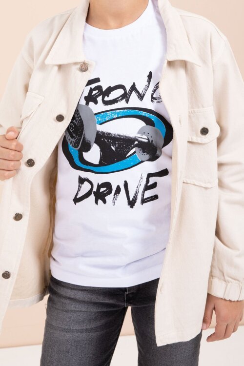 Krem Düğmeli Cepli Gömlekli Jean Pantolonlu Erkek Çocuk 3lü Takım 23635