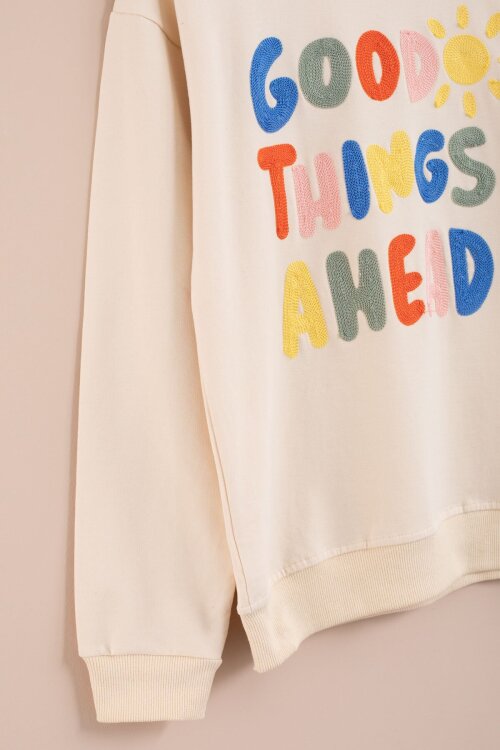 Krem Good Things Nakışlı Kız Çocuk Bisiklet Yaka Eşofman Takımı 23391