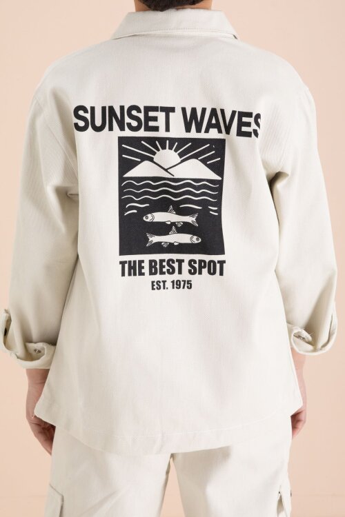 Krem Kargo Cepli Jean Ceketli ve Pantolonlu Erkek Çocuk Tişörtlü 3lü Takım  23537