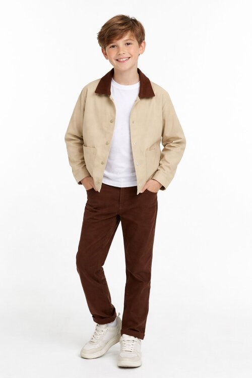 Krem Uzun Kol Çıtçıtlı Ceketli Badili Erkek Çocuk Pantolonlu 3lü Takım 23618