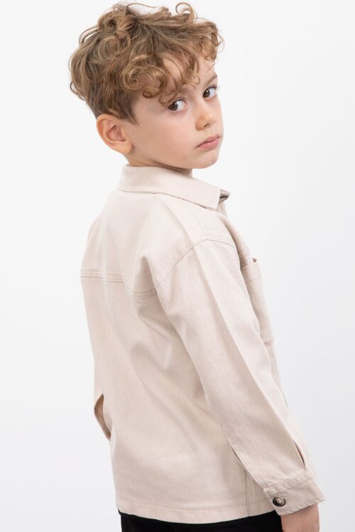 Krem Yazılı Düğmeli Gömlekli Erkek Çocuk Pantolonlu 3lü Takım  23370