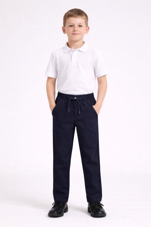 Lacivert Beli Lastikli Basic Çocuk Okul Pantolon 19169