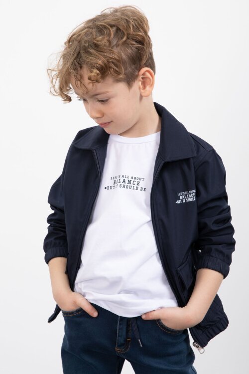 Lacivert Çıtçıt Cepli Ceketli Jean Pantolonlu Erkek Çocuk 3lü Takım 23383