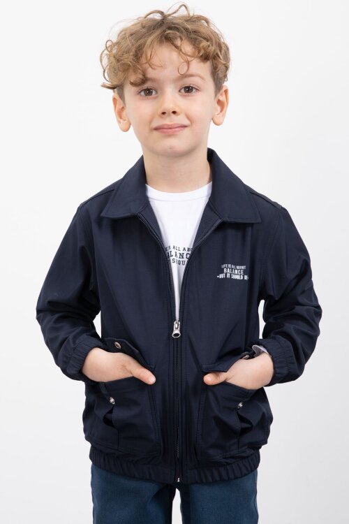 Lacivert Çıtçıt Cepli Ceketli Jean Pantolonlu Erkek Çocuk 3lü Takım 23383