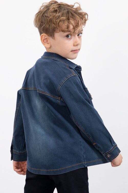 Lacivert Fermuarlı Jean Ceketli Erkek Çocuk Pantolonlu 3lü Takım 23388