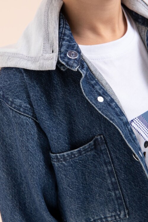 Lacivert Kapüşonlu Ceketli Pantolonlu Erkek Çocuk 3lü Jean Takım  23625