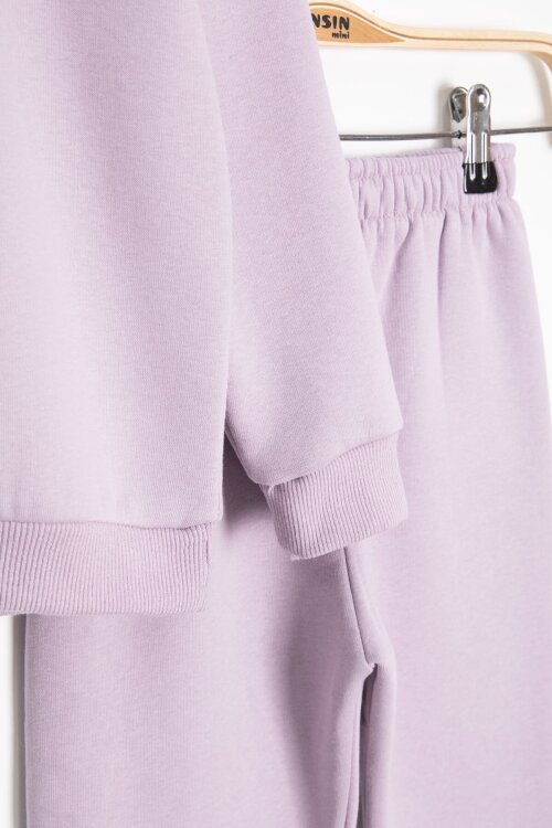 Lila Gülenyüz Nakışlı Şardonlu Kız Çocuk Eşofman Takımı 23358