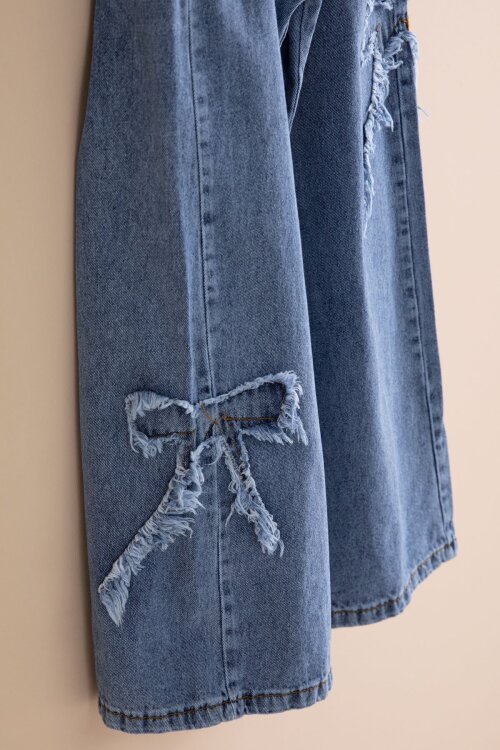 Mavi Fiyonk Detaylı Kız Çocuk 2li Takım 23415