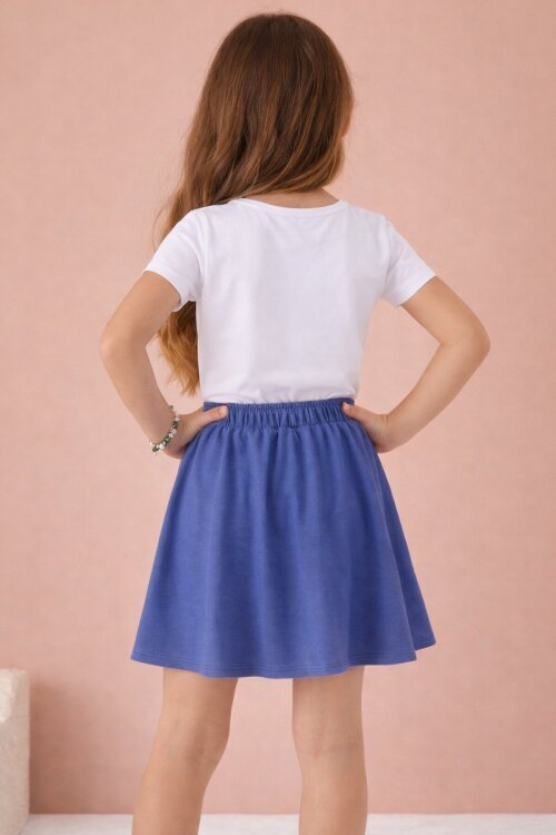 Mavi Lastikli Bel Kız Çocuk Tenis Etek 19136