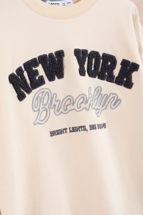 Mavi New York Yazılı Erkek Çocuk Bisiklet Yaka Eşofman Takımı 23394