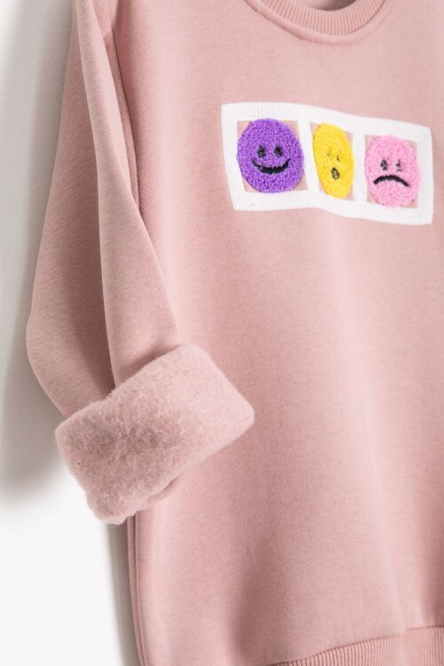 Pembe Gülenyüz Nakışlı Şardonlu Kız Çocuk Eşofman Takımı 23356