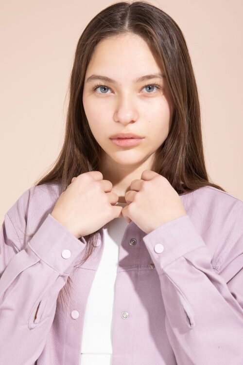 Pembe Kalp İşlemeli Gömlekli Geniş Paça Pantolonlu Kız Çocuk Gabardin Takım 23552