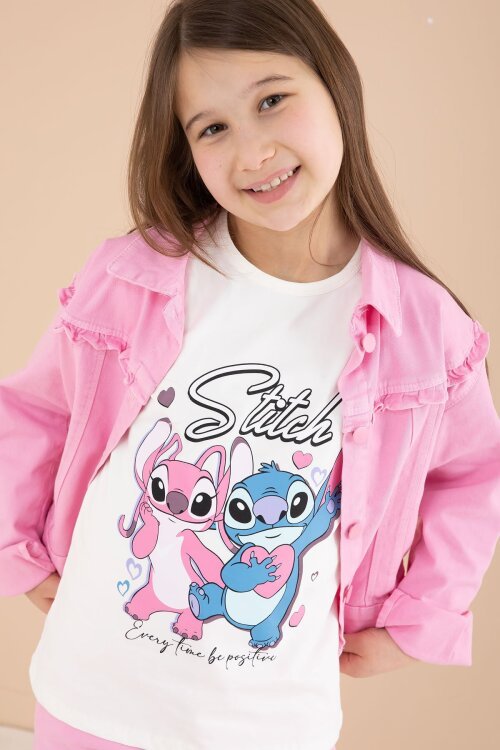 Pembe Sevimli Karakter Baskılı Ceketli ve Pantolonlu 3lü Kız Çocuk Takım 23585