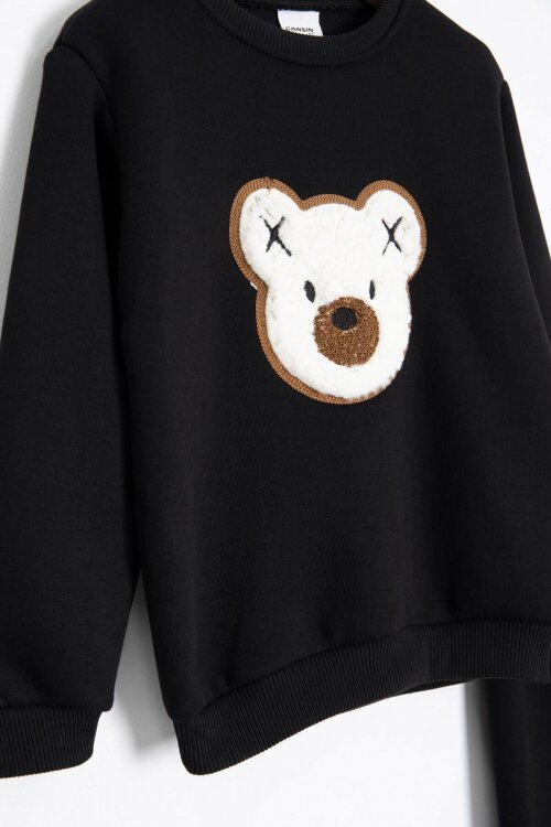 Siyah Ayıcık Nakışlı Şardonlu Erkek Çocuk Takım 23336