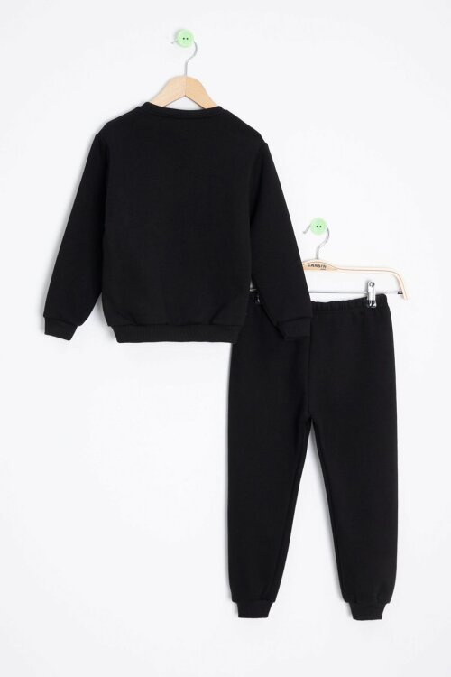 Siyah Ayıcık Nakışlı Şardonlu Erkek Çocuk Takım 23336