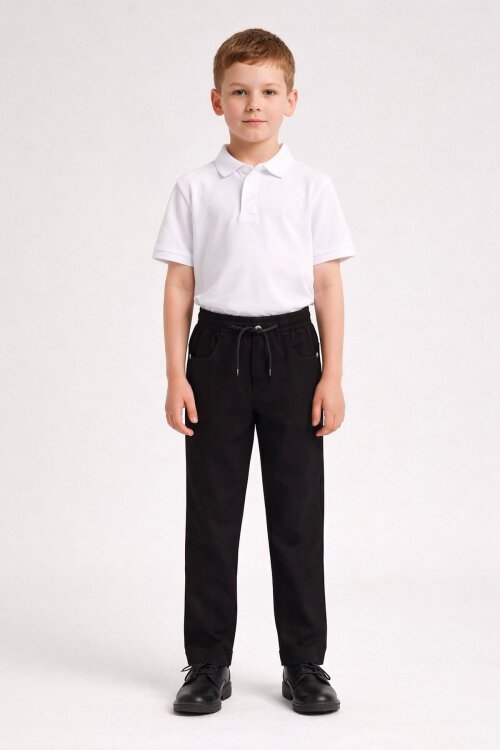 Siyah Beli Lastikli Basic Çocuk Okul Pantolon 19167