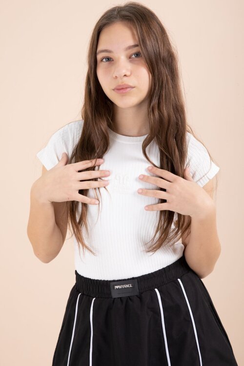 Siyah Çizgili Balon Etekli Kısa Kol Badili 2li Kız Çocuk Takım 23459