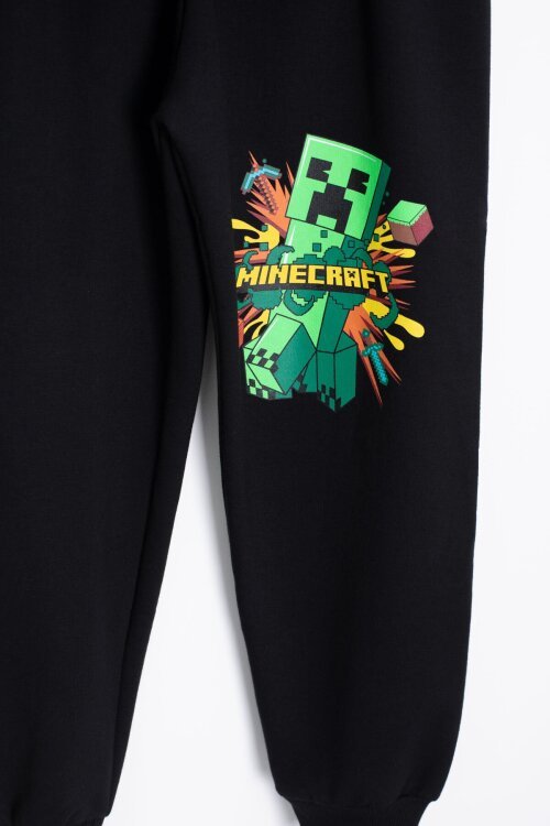 Siyah Erkek Çocuk Karakter Baskılı Bisiklet Yaka Eşofman Takımı 23324