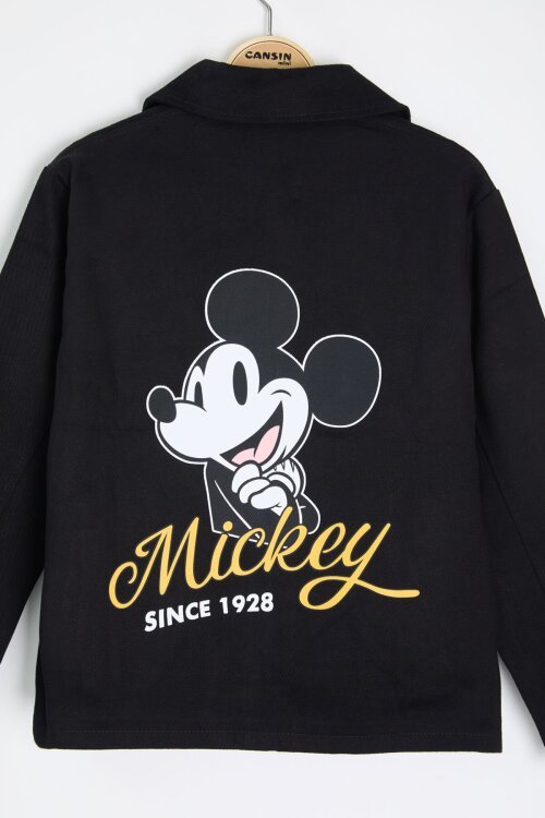 Siyah Karakter Baskılı Jean Ceketli Pantolonlu Erkek Çocuk 3lü Takım 23516