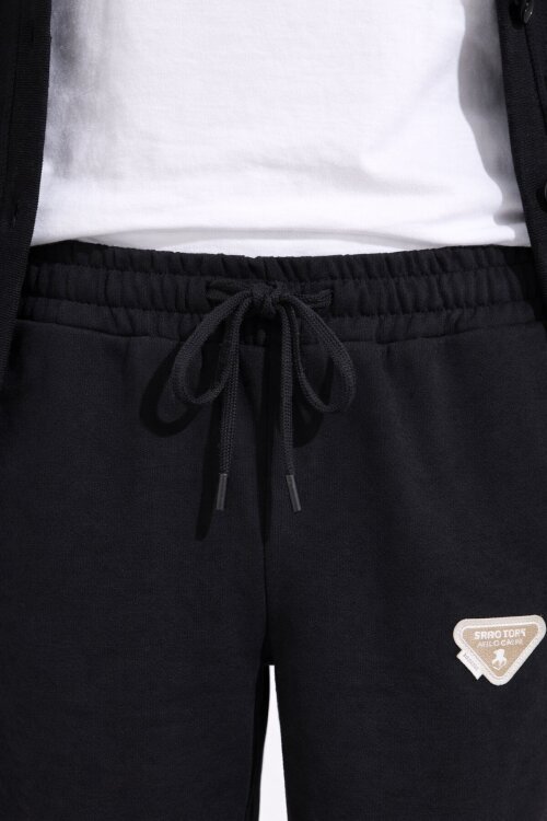 Siyah Logo Detaylı Düğmeli Hırkalı kız Çocuk Yırtmaçlı 3lü Atl-Üst Takım 21374