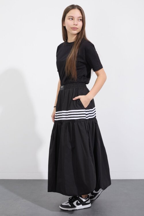 Siyah Şerit Desenli Kız Çocuk Balon Etek  23556