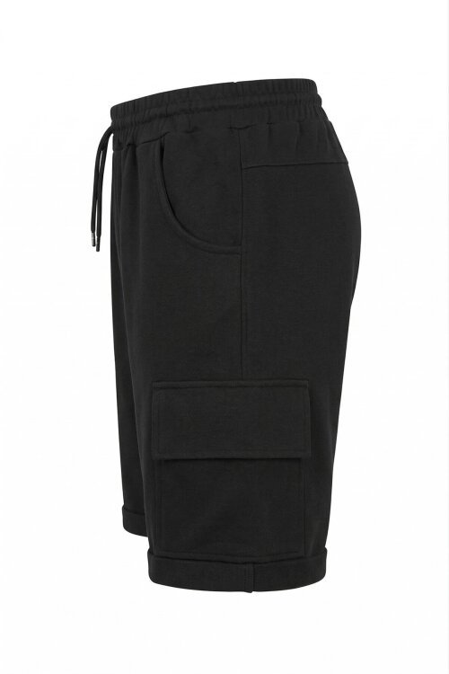 Siyah Tek Kargo Cepli Erkek Çocuk Düz Şort 18806