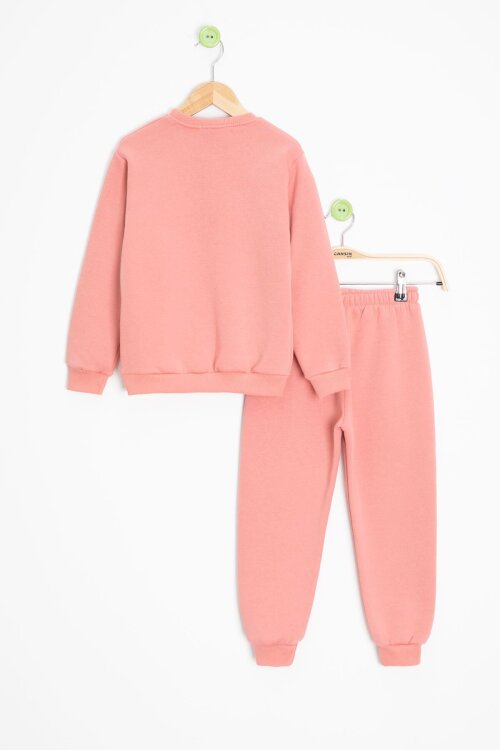 Somon Gülenyüz Nakışlı Şardonlu Kız Çocuk Eşofman Takımı 23360