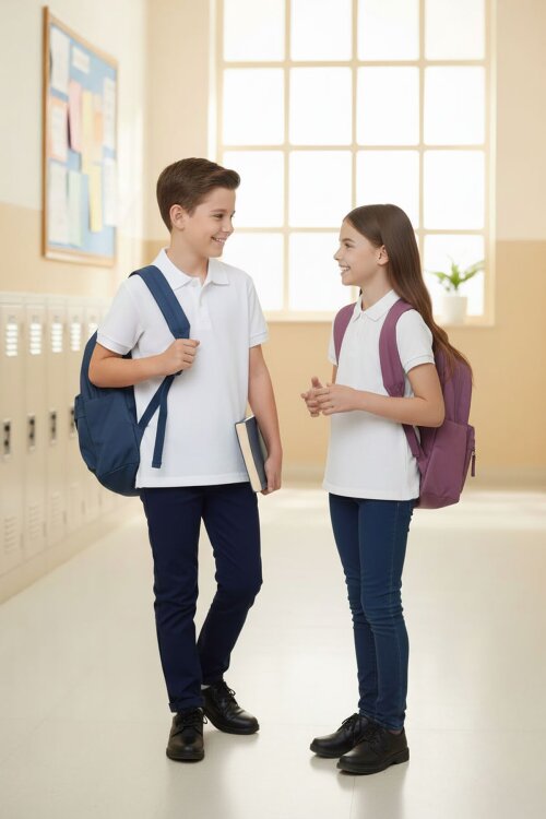 Unisex Kısa Kollu Polo Yaka Lakos T-shirt 6-13 Yaş 14576