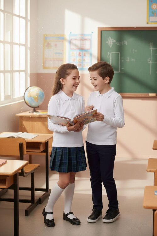 Unisex Uzun Kollu Polo Yaka Lakos T-shirt 14573