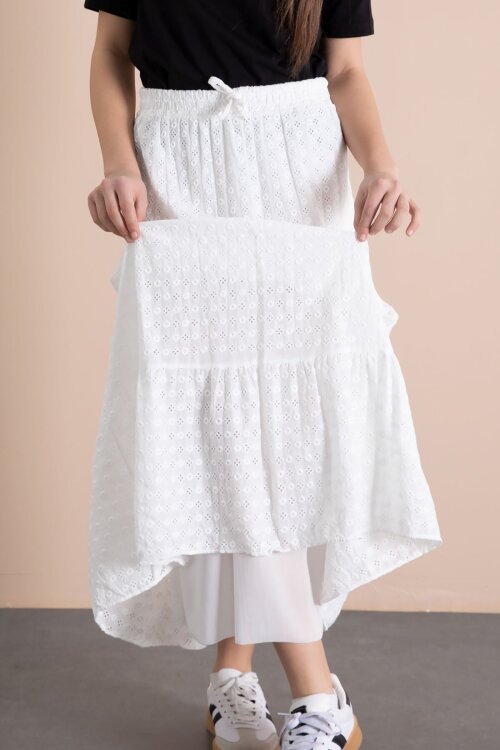 Beyaz Kız Çocuk Uzun Kesim Fistolu Etek  23777