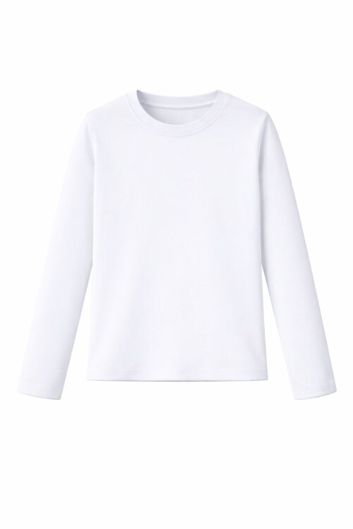 Beyaz Uzun Kollu Kız Çocuk Düz Sweatshirt 16429