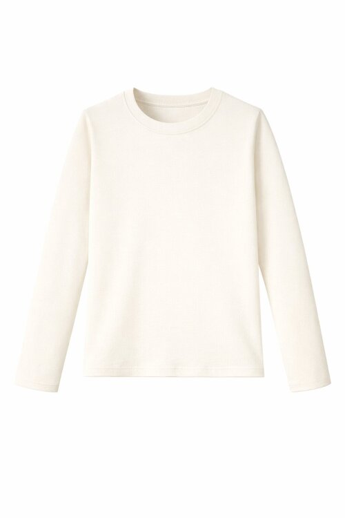Ekru Uzun Kollu Kız Çocuk Düz Sweatshirt 16576