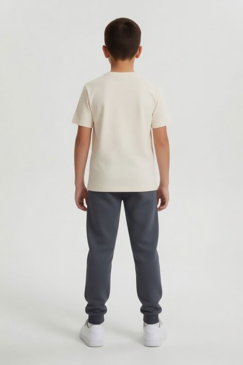 Füme Kaykaycı Karakter Baskılı Tişörtlü Erkek Çocuk Eşofman Takım  23912