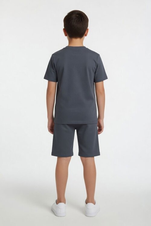 Füme Kirpi Sonic Baskılı Erkek Çocuk Tişörtlü Şortlu 2li Takım 23978