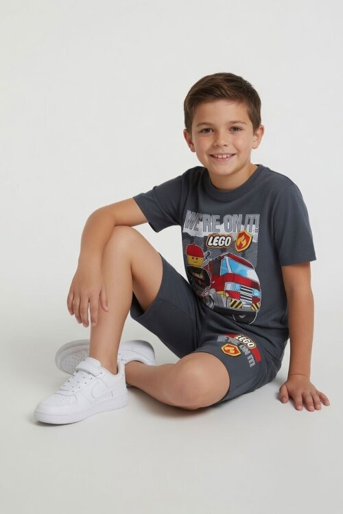 Füme Lego Temalı Erkek Çocuk Tişörtlü ve Şortlu 2li Takım  23940