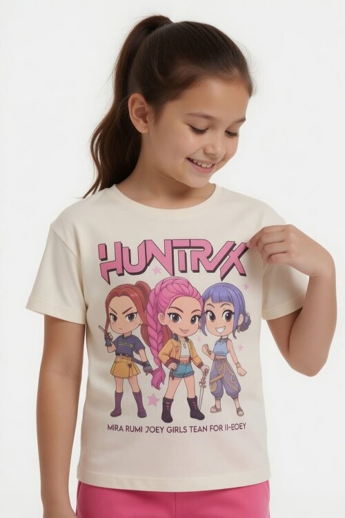 Fuşya Kız Çocuk Temalı Şortlu Tişörtlü 2li Alt Üst Takım  23965