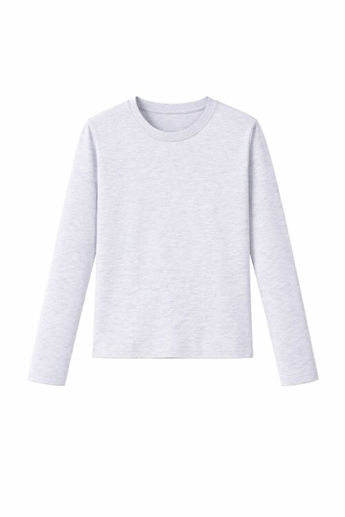 Gri Uzun Kollu Kız Çocuk Düz Sweatshirt 16426
