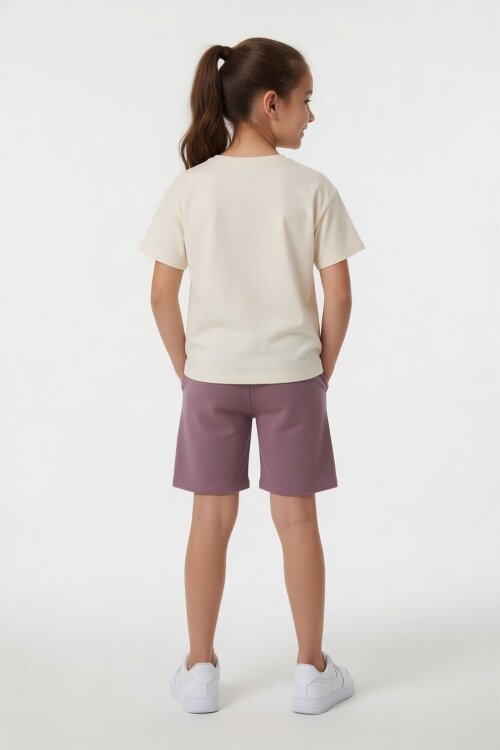 Gül Kurusu Kız Çocuk Temalı Şortlu Tişörtlü 2li Alt Üst Takım  23936