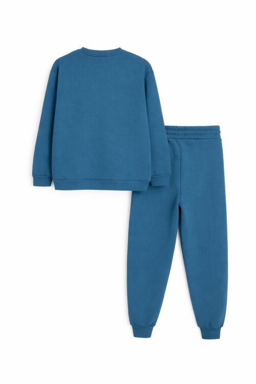 İndigo Erkek Çocuk Arma Detaylı Şardonlu Eşofman Takımı 23344